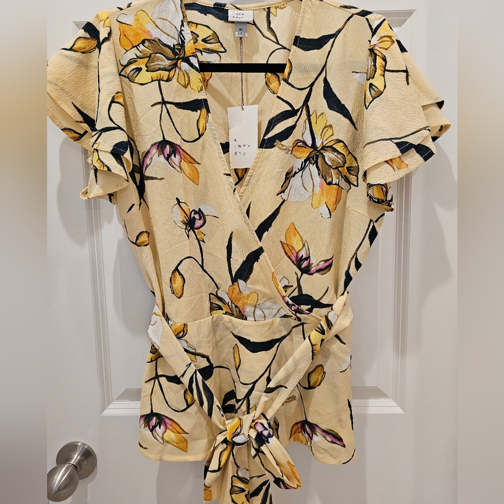 A New Day Yellow and Black Floral Dress